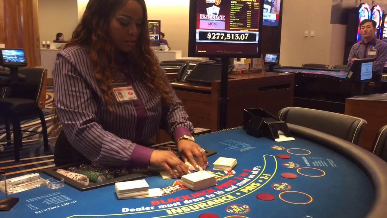 MGM National Harbor dealer sets up her table YouTube